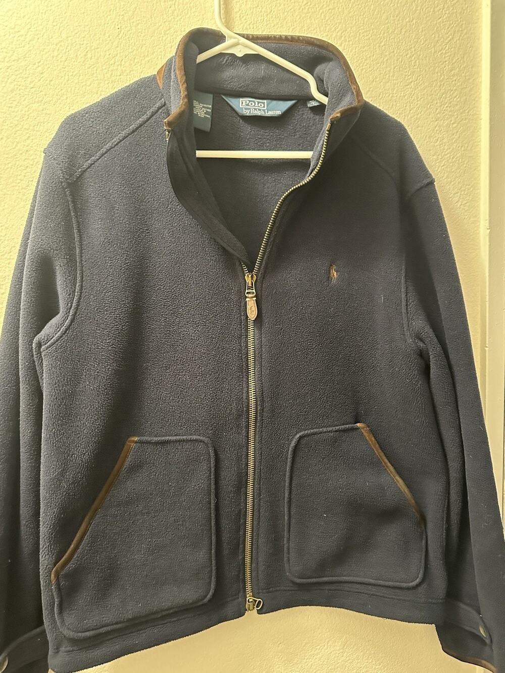 Vintage Polo Ralph Lauren Men's Navy Full Zip Fleece Jacket Size L